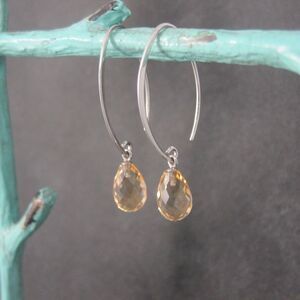 Sterling Citrine Threader Earrings